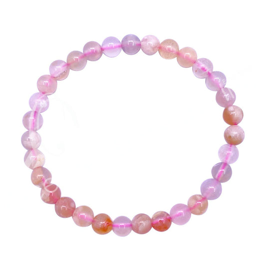 Cherry Blossom Agate | 6MM Beaded Bracelet - Spiral Circle