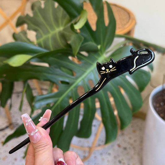 Chic & Colorful Cat Shaped Acetate Hairpins - Spiral Circle