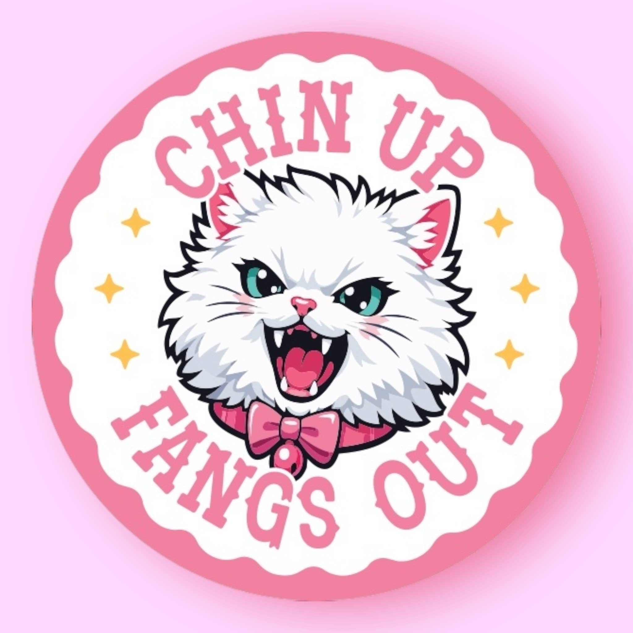 Chin Up Fangs Out | Sticker - Spiral Circle