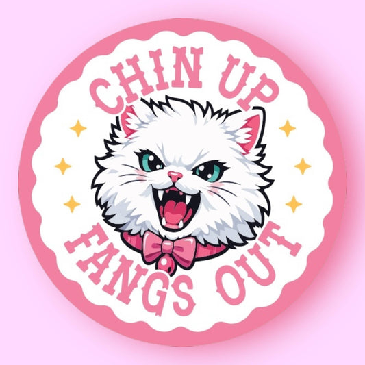 Chin Up Fangs Out | Sticker - Spiral Circle