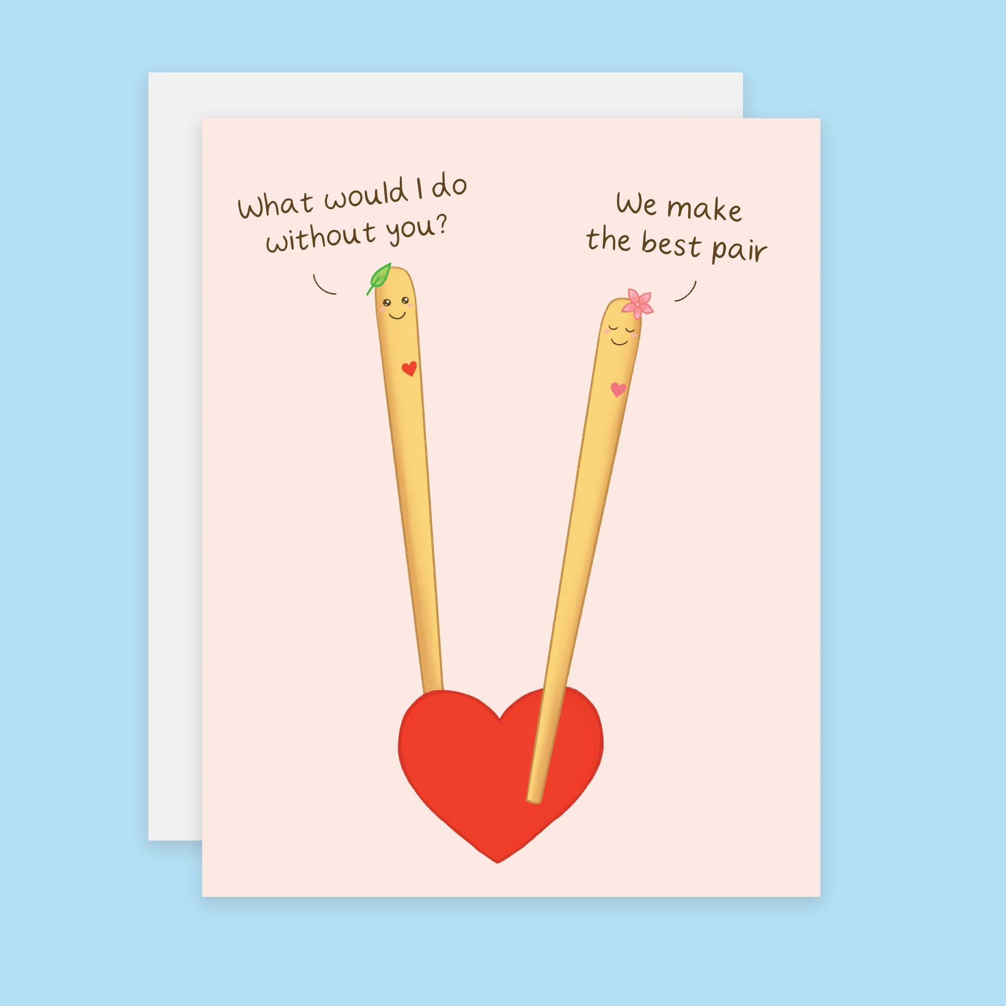 Chopsticks Love Card, Funny Pun Anniversary Greeting Card - Spiral Circle