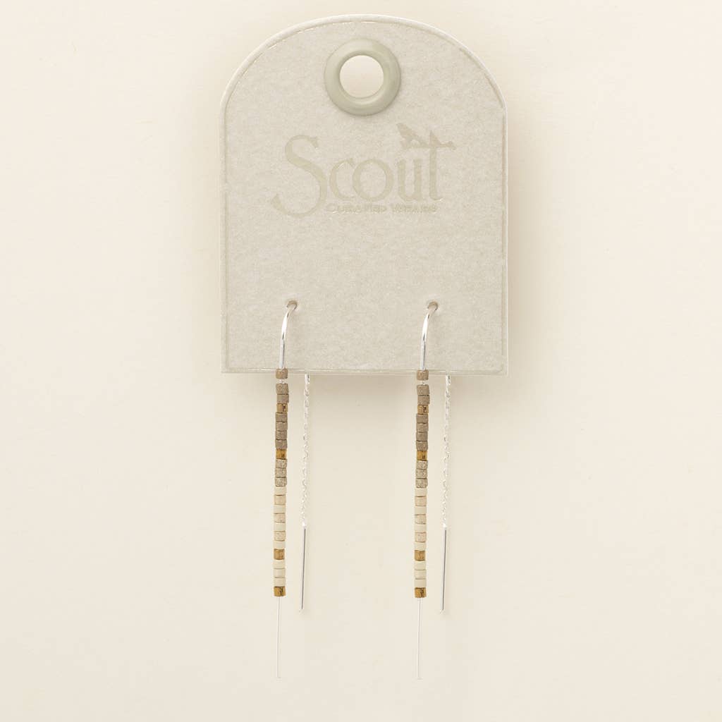 Chromacolor Miyuki Thread Earring - Pewter Multi/Silver - Spiral Circle