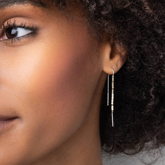 Chromacolor Miyuki Thread Earring - Turquoise Multi/Silver - Spiral Circle