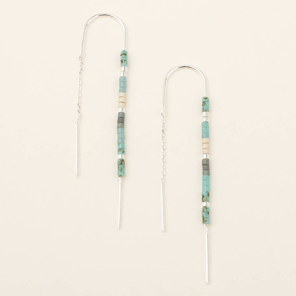 Chromacolor Miyuki Thread Earring - Turquoise Multi/Silver - Spiral Circle