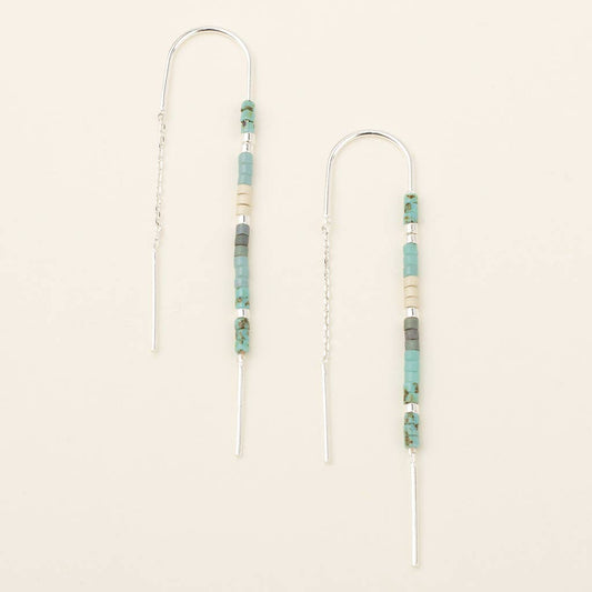 Chromacolor Miyuki Thread Earring - Turquoise Multi/Silver - Spiral Circle