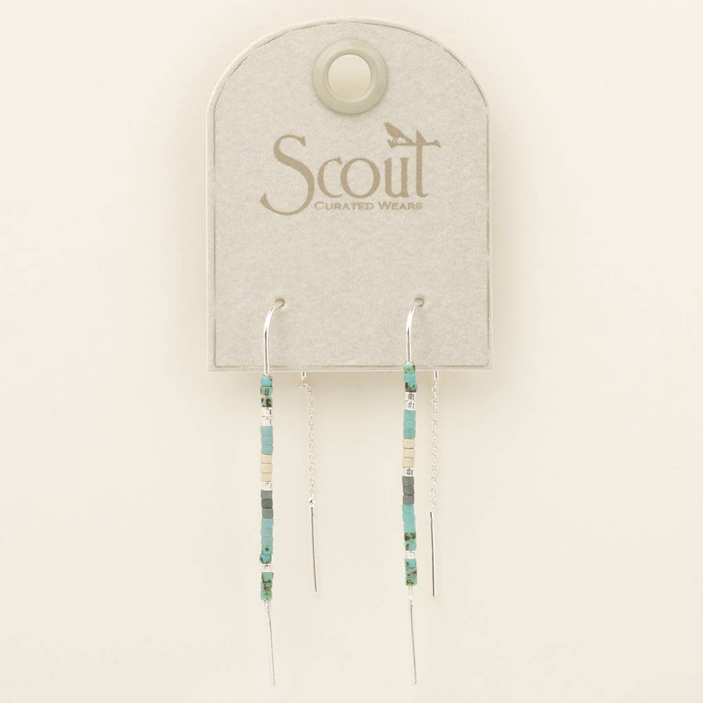 Chromacolor Miyuki Thread Earring - Turquoise Multi/Silver - Spiral Circle