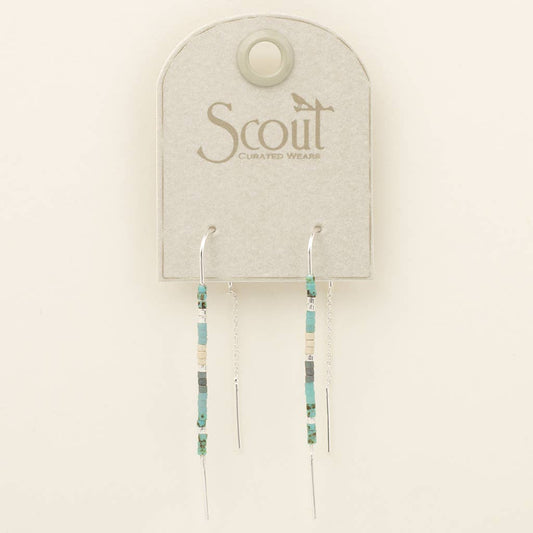 Chromacolor Miyuki Thread Earring - Turquoise Multi/Silver - Spiral Circle
