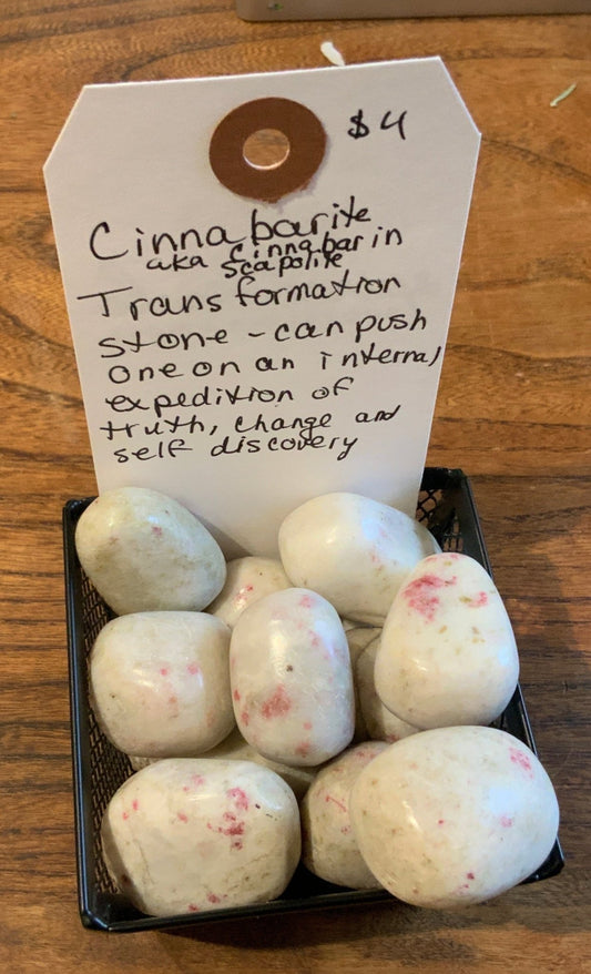 Cinnabarite (Cinnabar in Scapolite) | tumbled |Transformation stone - Spiral Circle