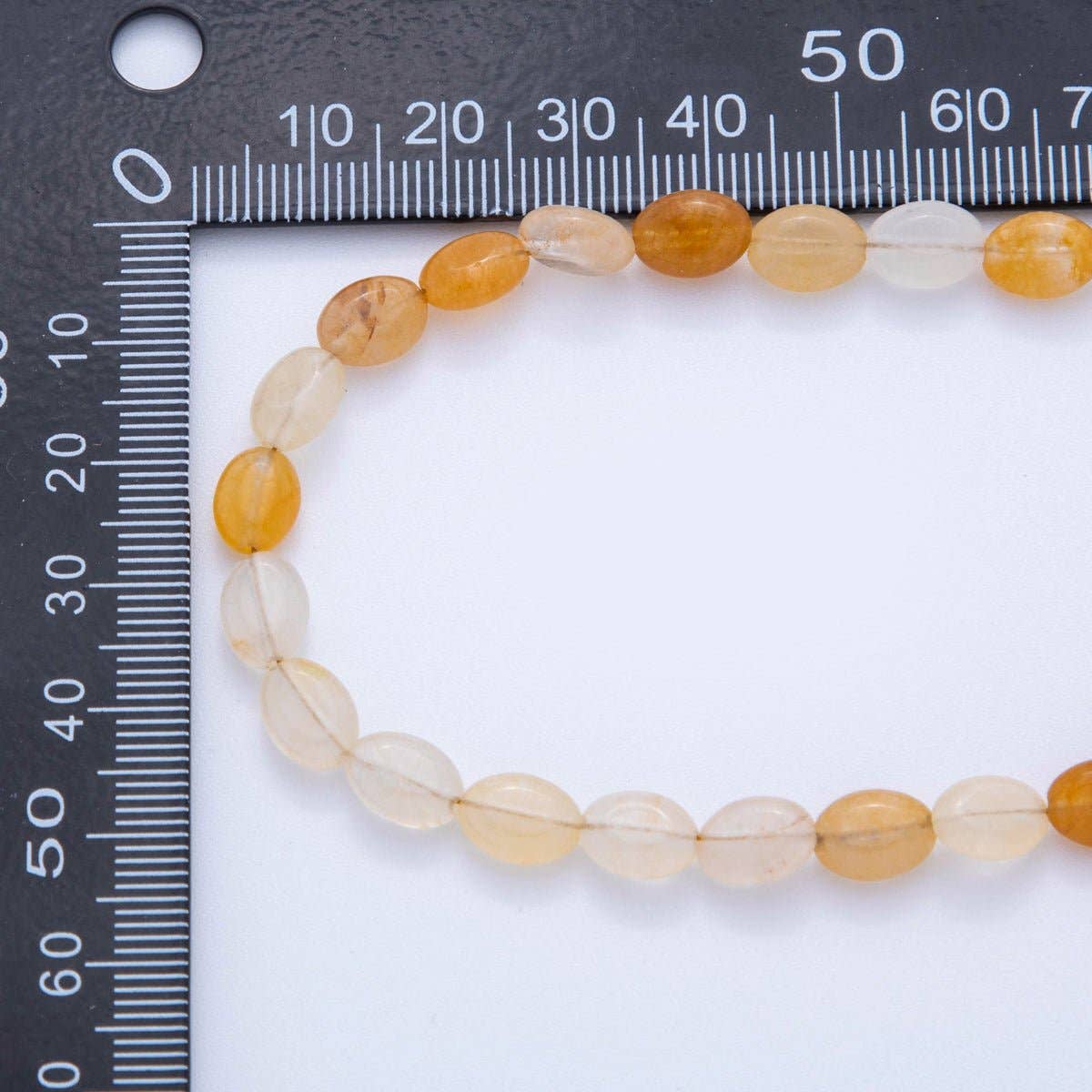 Citrine Oblong Oval Gemstone Bead Necklace | 18K Gold Plated - Spiral Circle