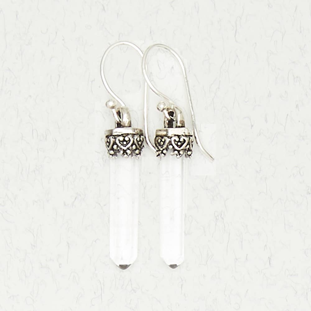 Clear Quartz Mini Point Earrings - Spiral Circle