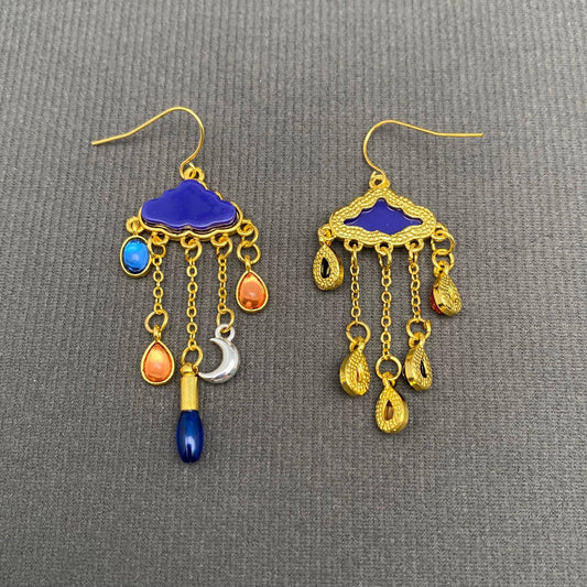 Cloud Dangle Earrings - Spiral Circle