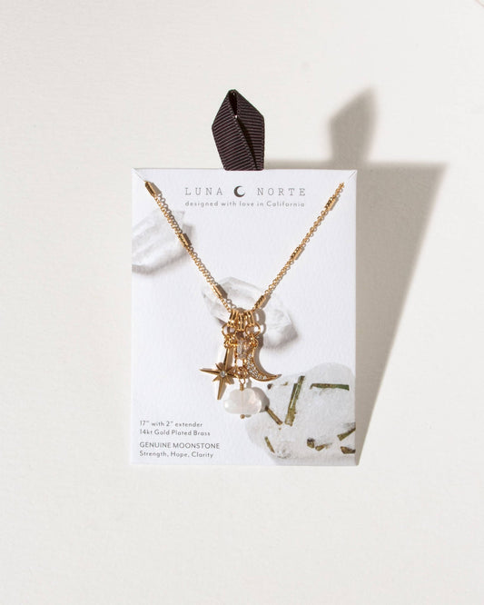 Cloud Nine Charm Necklace | Moonstone - Spiral Circle