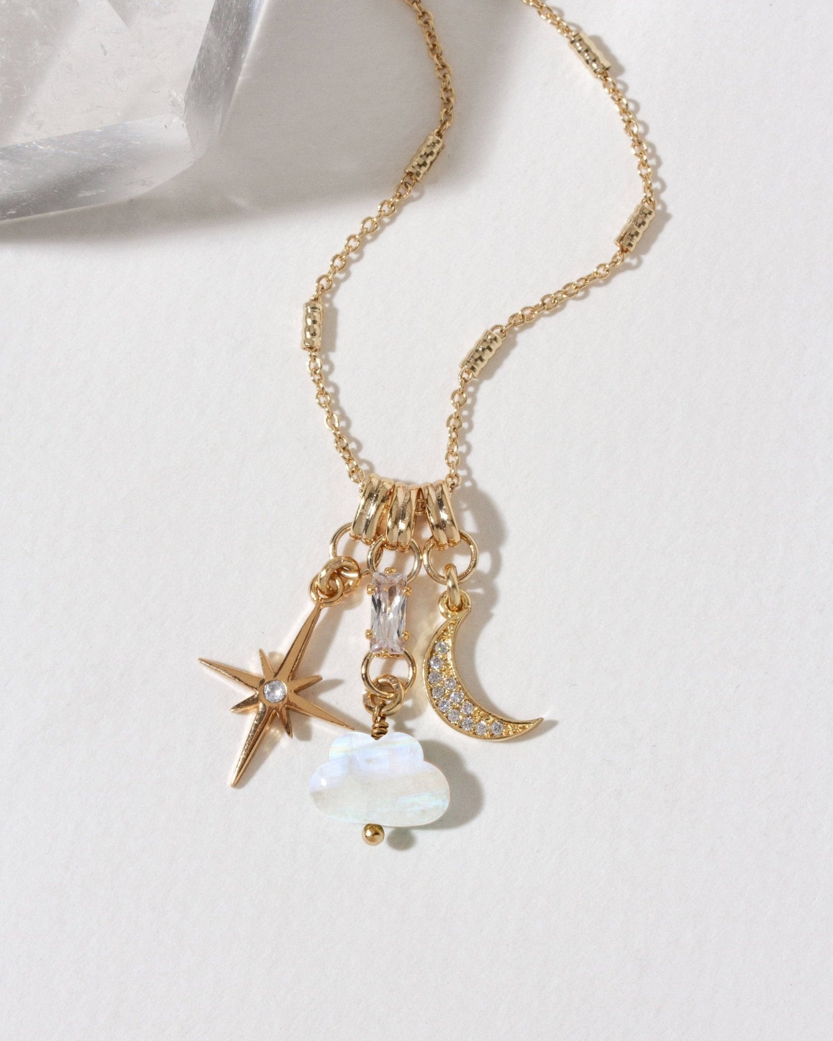 Cloud Nine Charm Necklace | Moonstone - Spiral Circle
