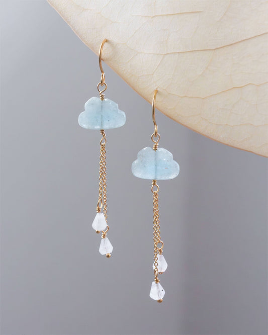 Cloud Nine Gemstone Drop Earring- Aquamarine - Spiral Circle