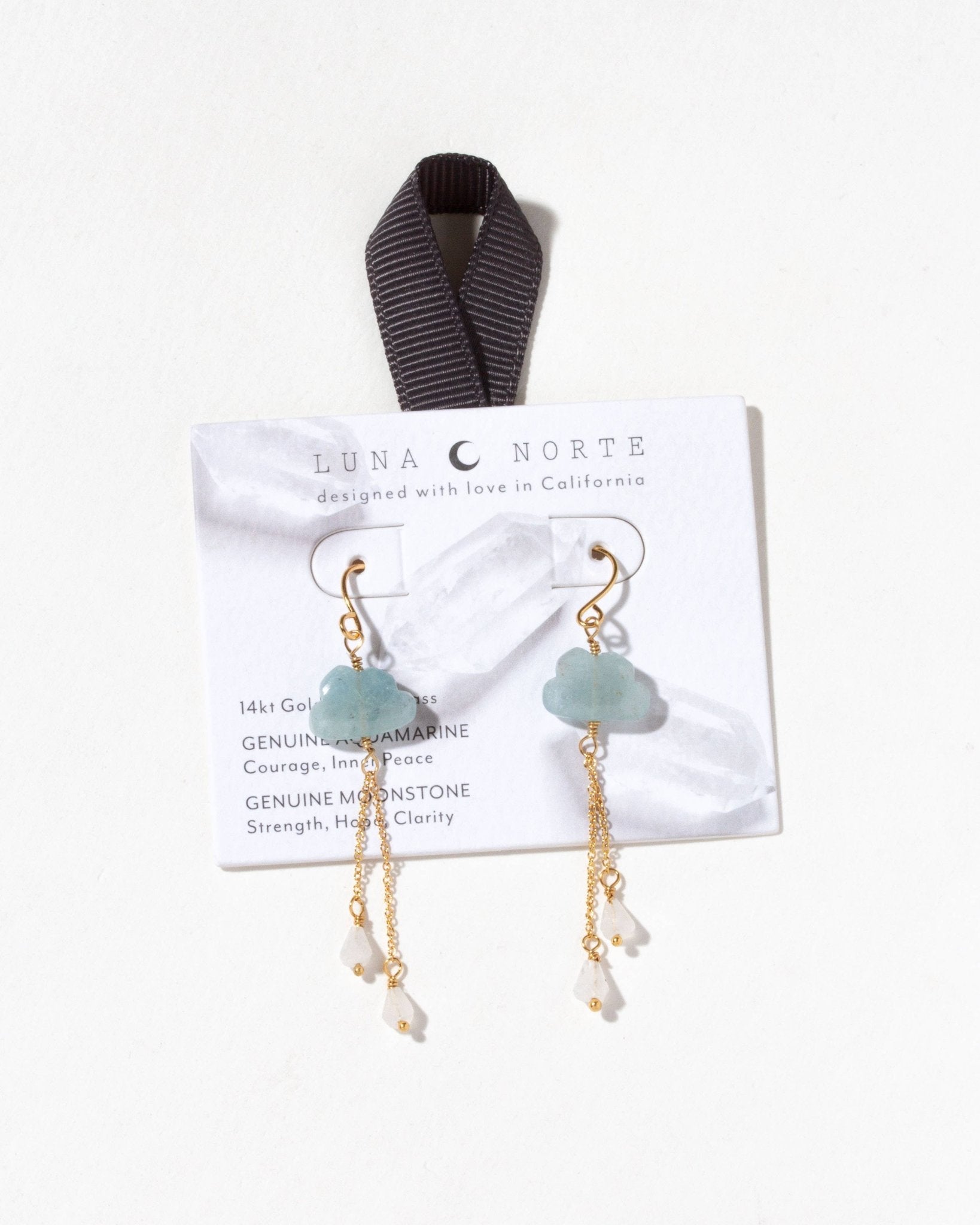 Cloud Nine Gemstone Drop Earring- Aquamarine - Spiral Circle