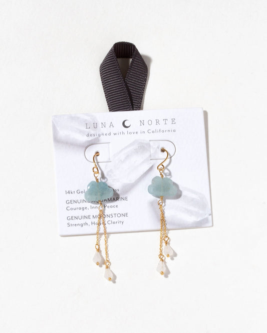 Cloud Nine Gemstone Drop Earring- Aquamarine - Spiral Circle