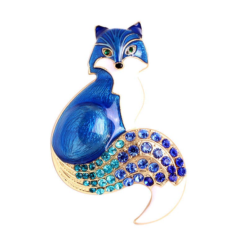 Color Enamel Fox Brooch Animal Pin - Spiral Circle