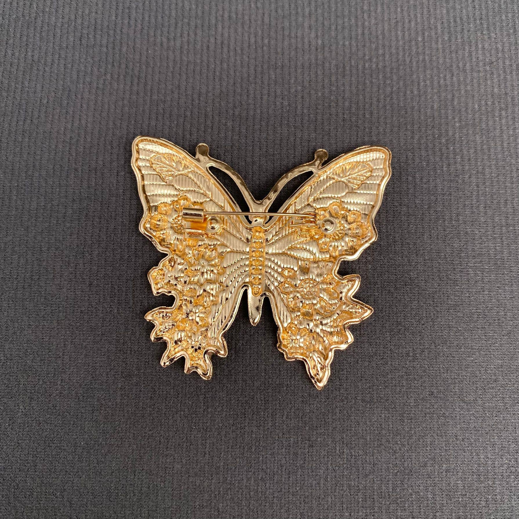 Colored Enamel Butterfly Brooch - Spiral Circle