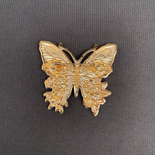 Colored Enamel Butterfly Brooch - Spiral Circle