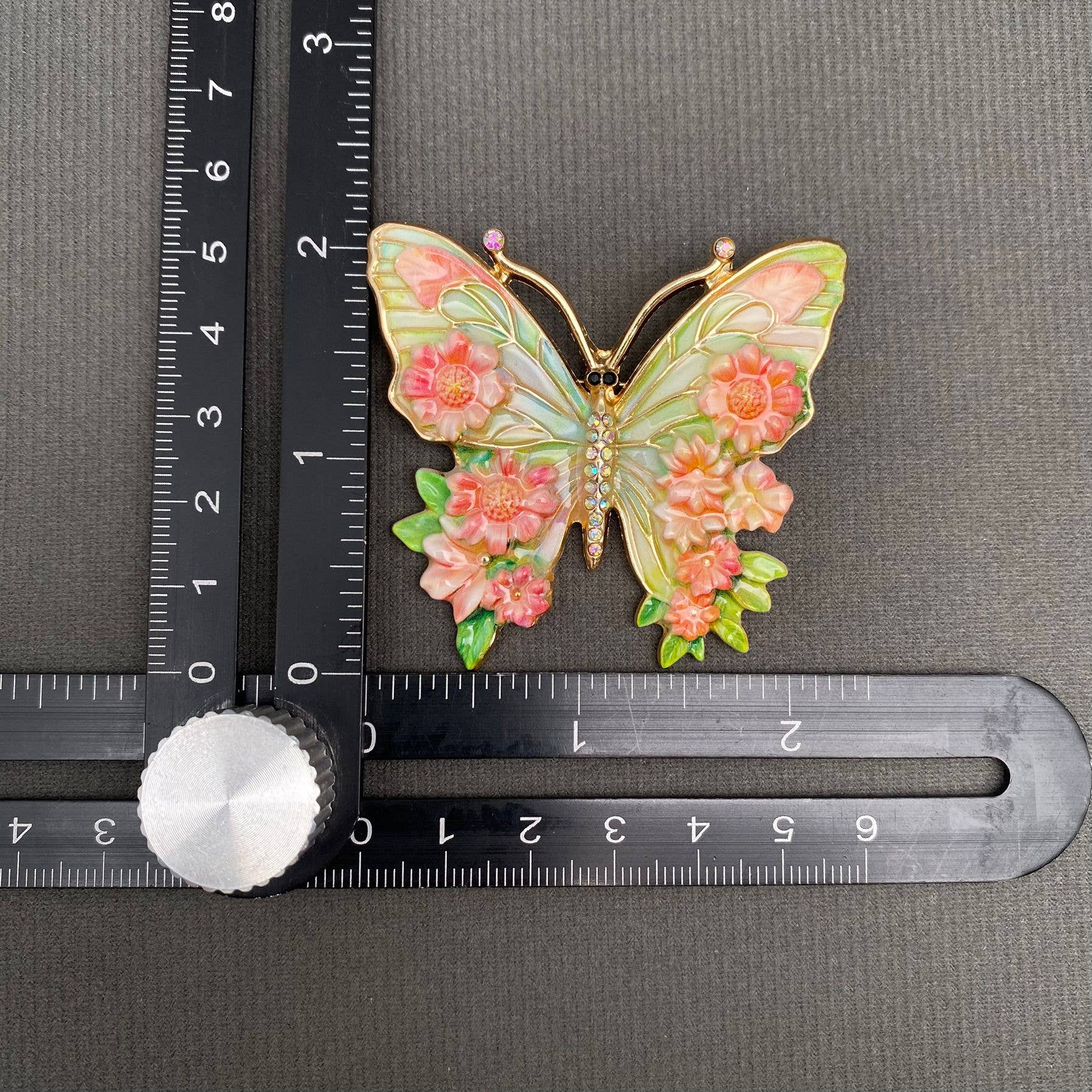 Colored Enamel Butterfly Brooch - Spiral Circle