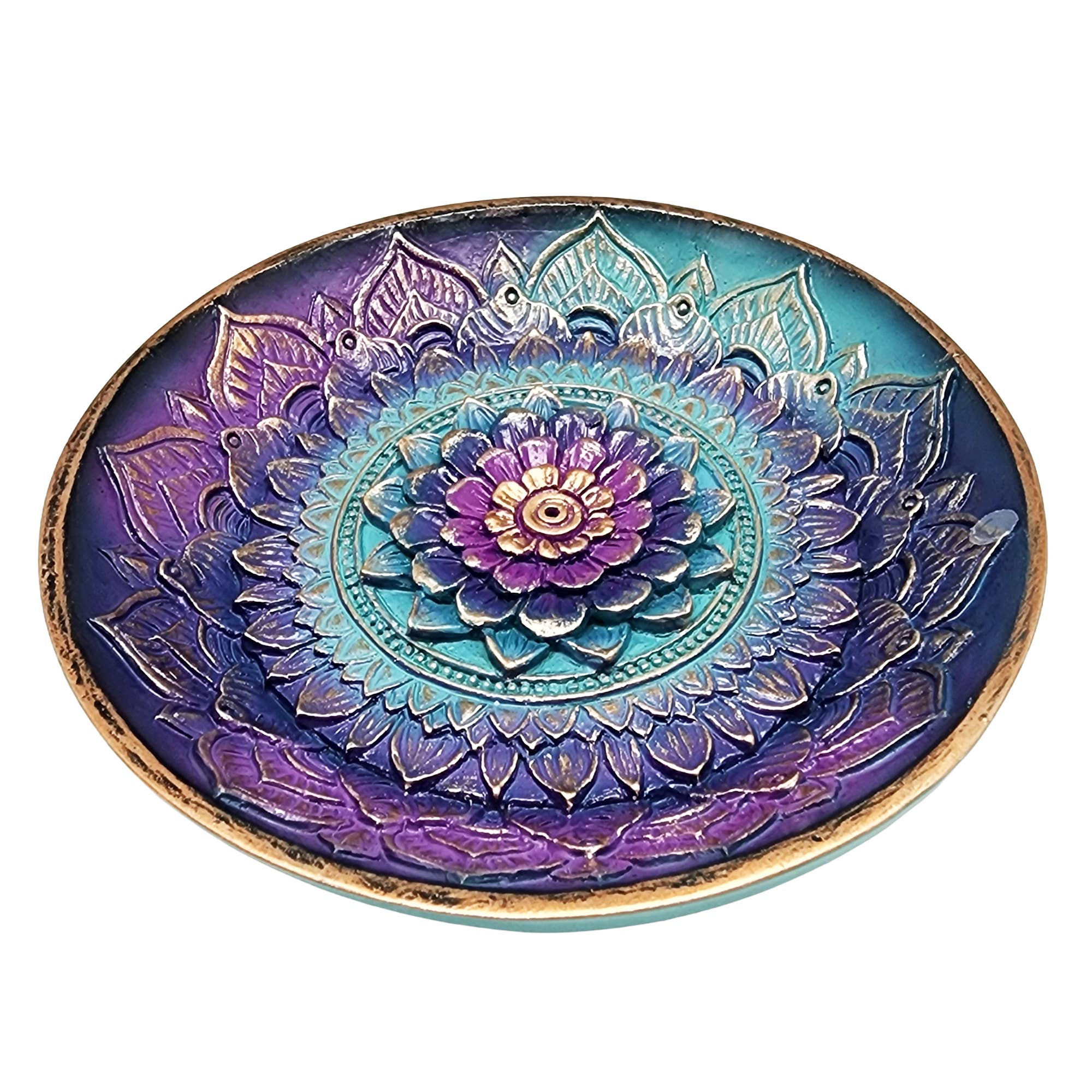 Colored Mandala Round Incense Burner - Spiral Circle