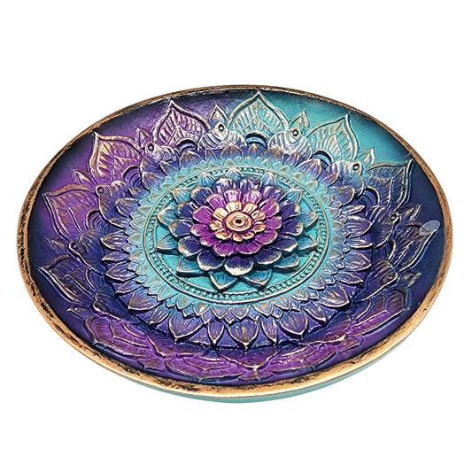 Colored Mandala Round Incense Burner - Spiral Circle