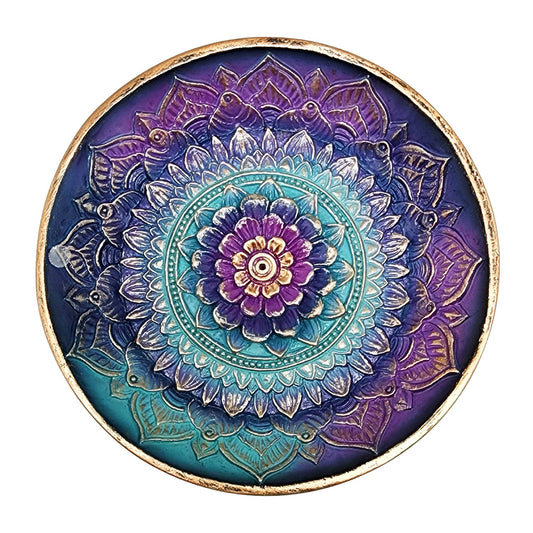 Colored Mandala Round Incense Burner - Spiral Circle