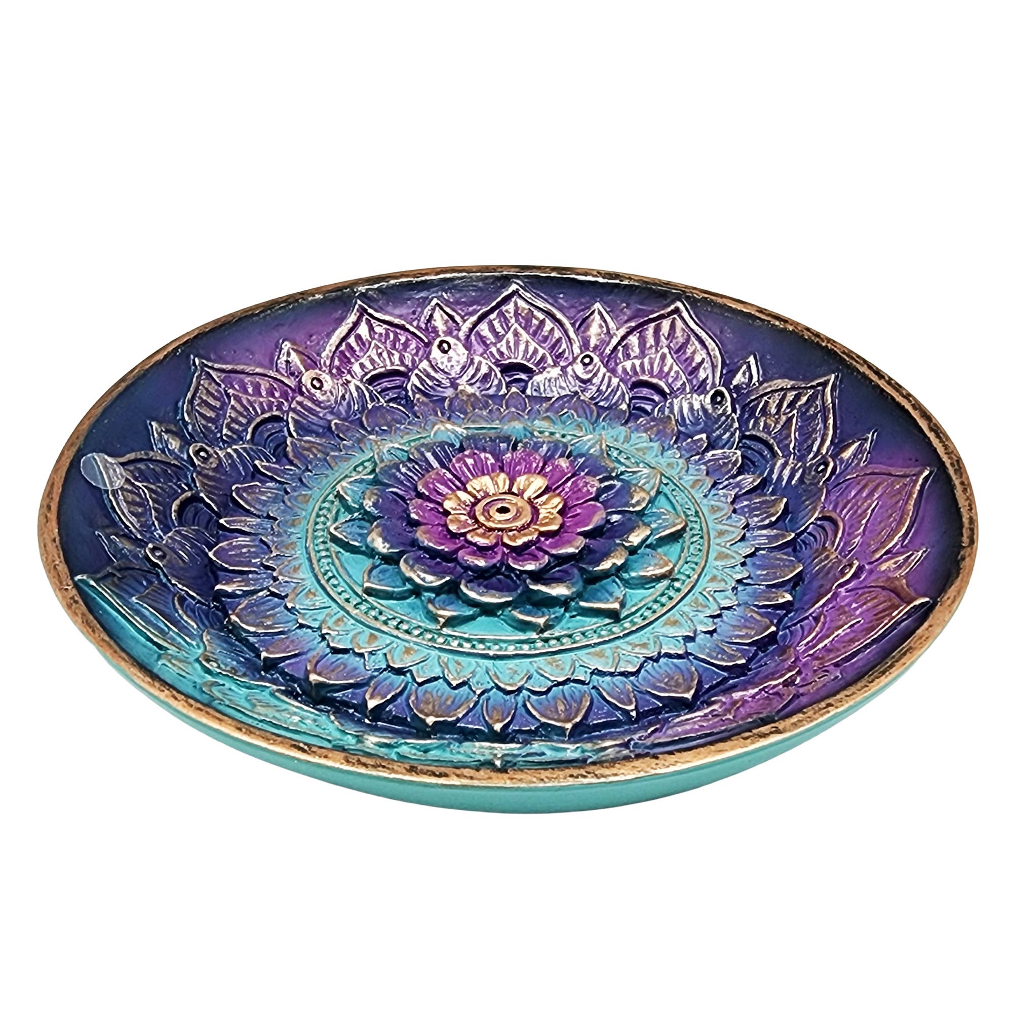 Colored Mandala Round Incense Burner - Spiral Circle