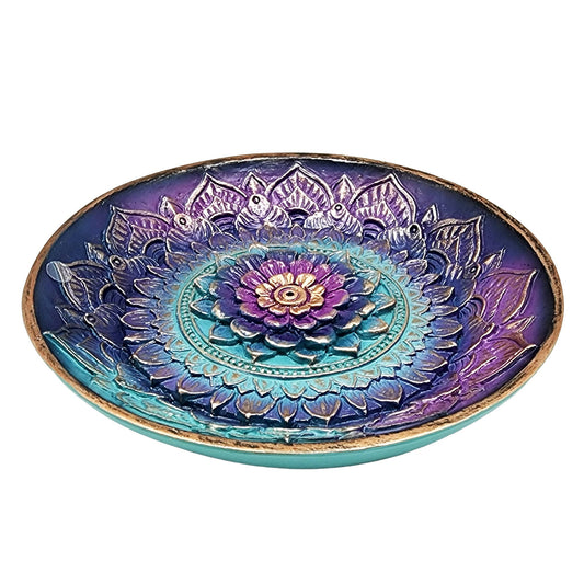 Colored Mandala Round Incense Burner - Spiral Circle