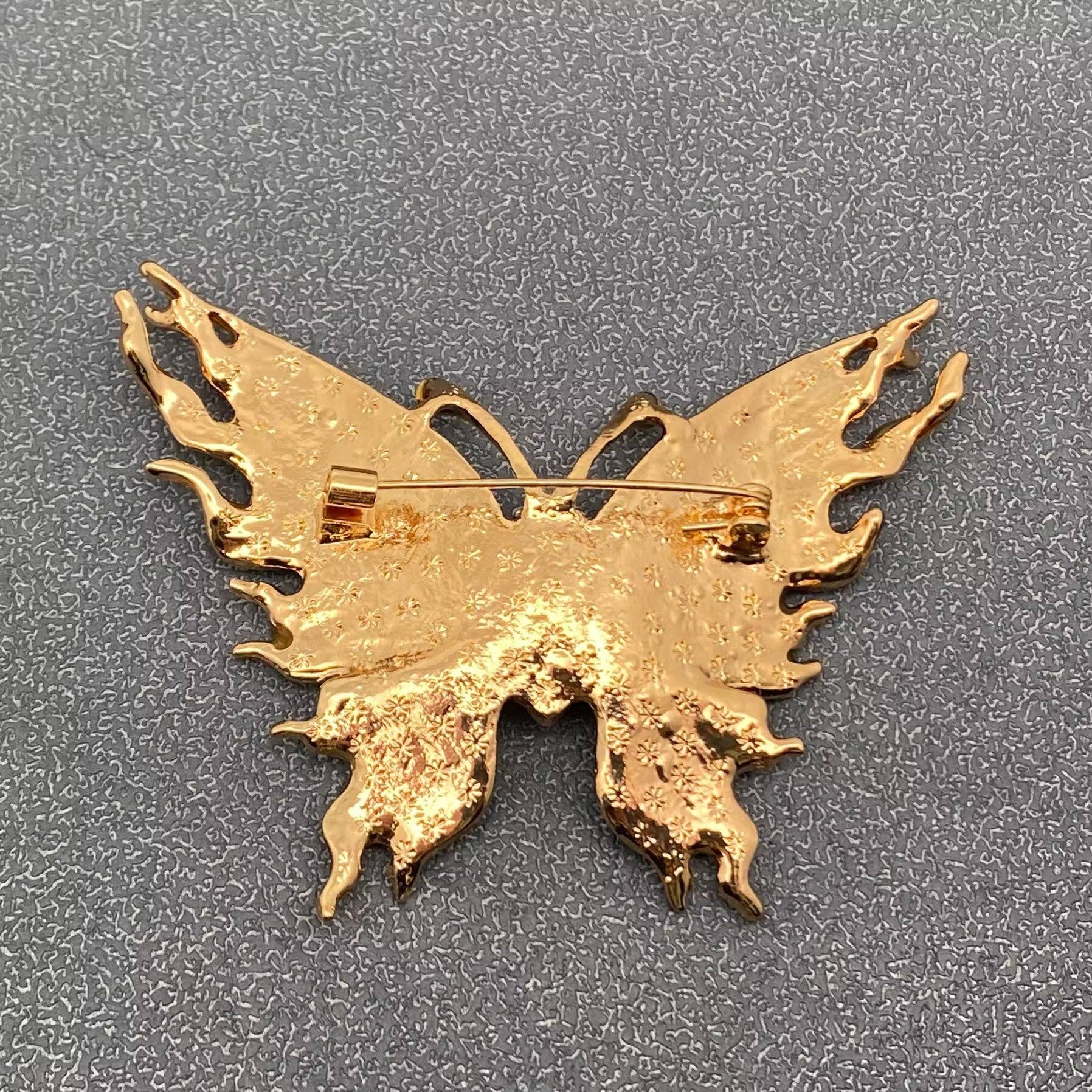 Colorful Enamel Rhinestone Butterfly Brooch - Spiral Circle