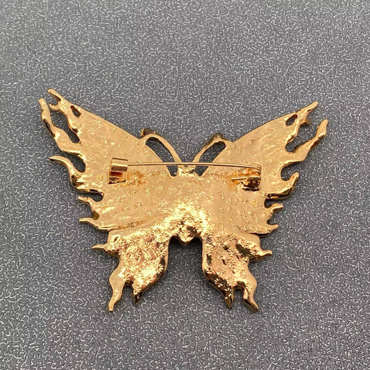 Colorful Enamel Rhinestone Butterfly Brooch - Spiral Circle