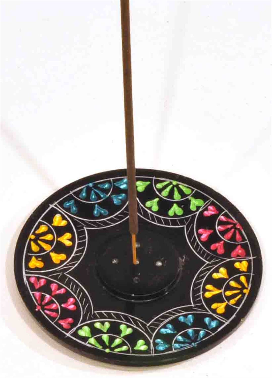 Colorful Flowers Carved Plate - Spiral Circle