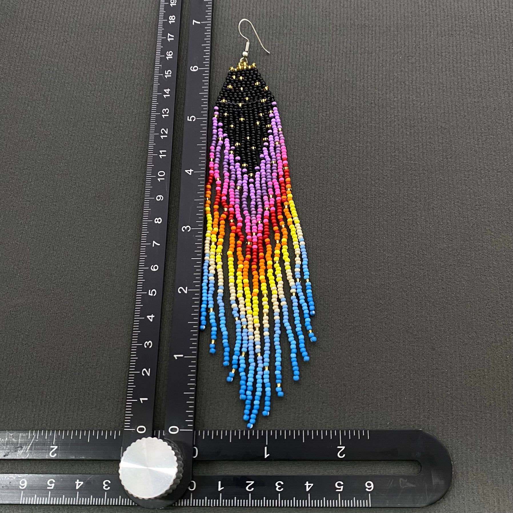 Colorful Seed Beaded Earrings - Spiral Circle