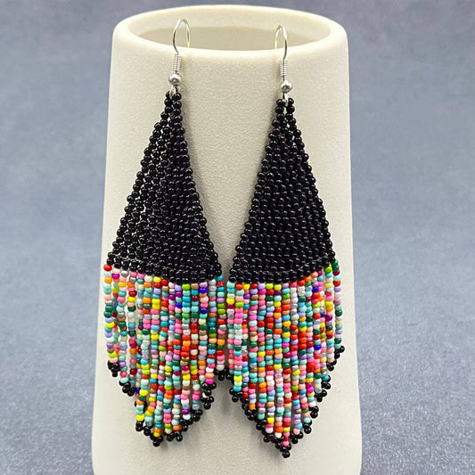 Colorful Seed beads Tassel Dangle Earrings - SB - Spiral Circle