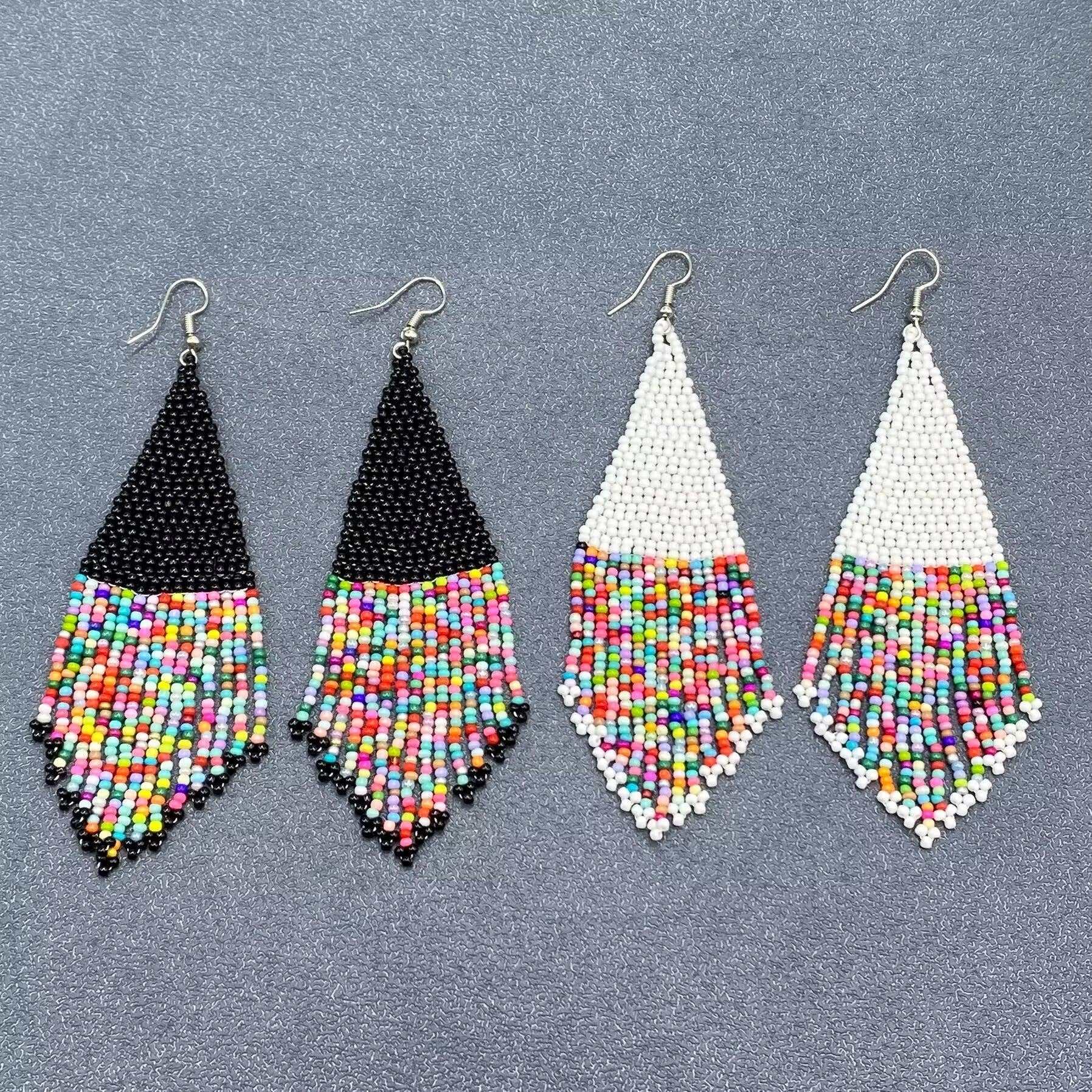 Colorful Seed beads Tassel Dangle Earrings - SB - Spiral Circle