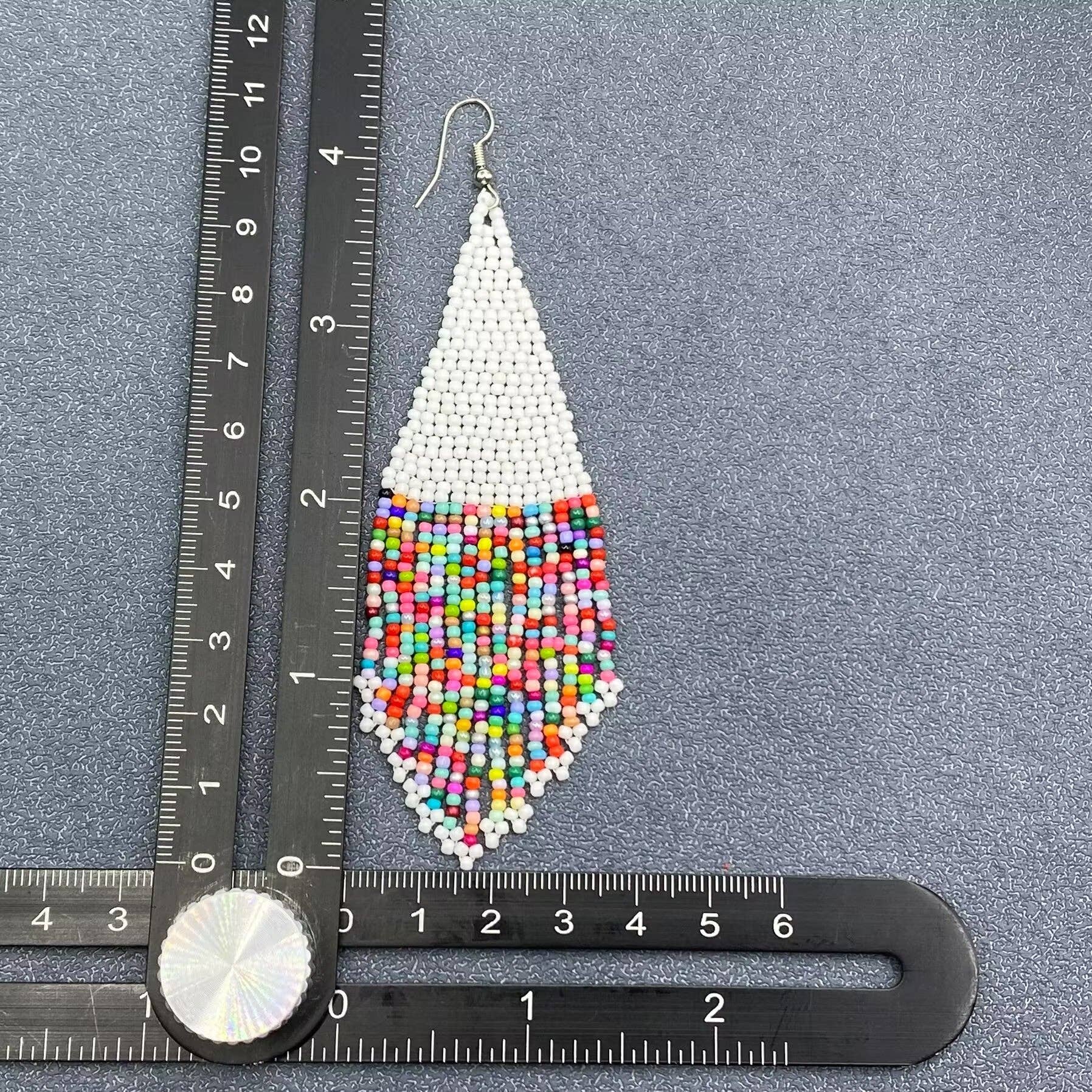 Colorful Seed beads Tassel Dangle Earrings - SB - Spiral Circle