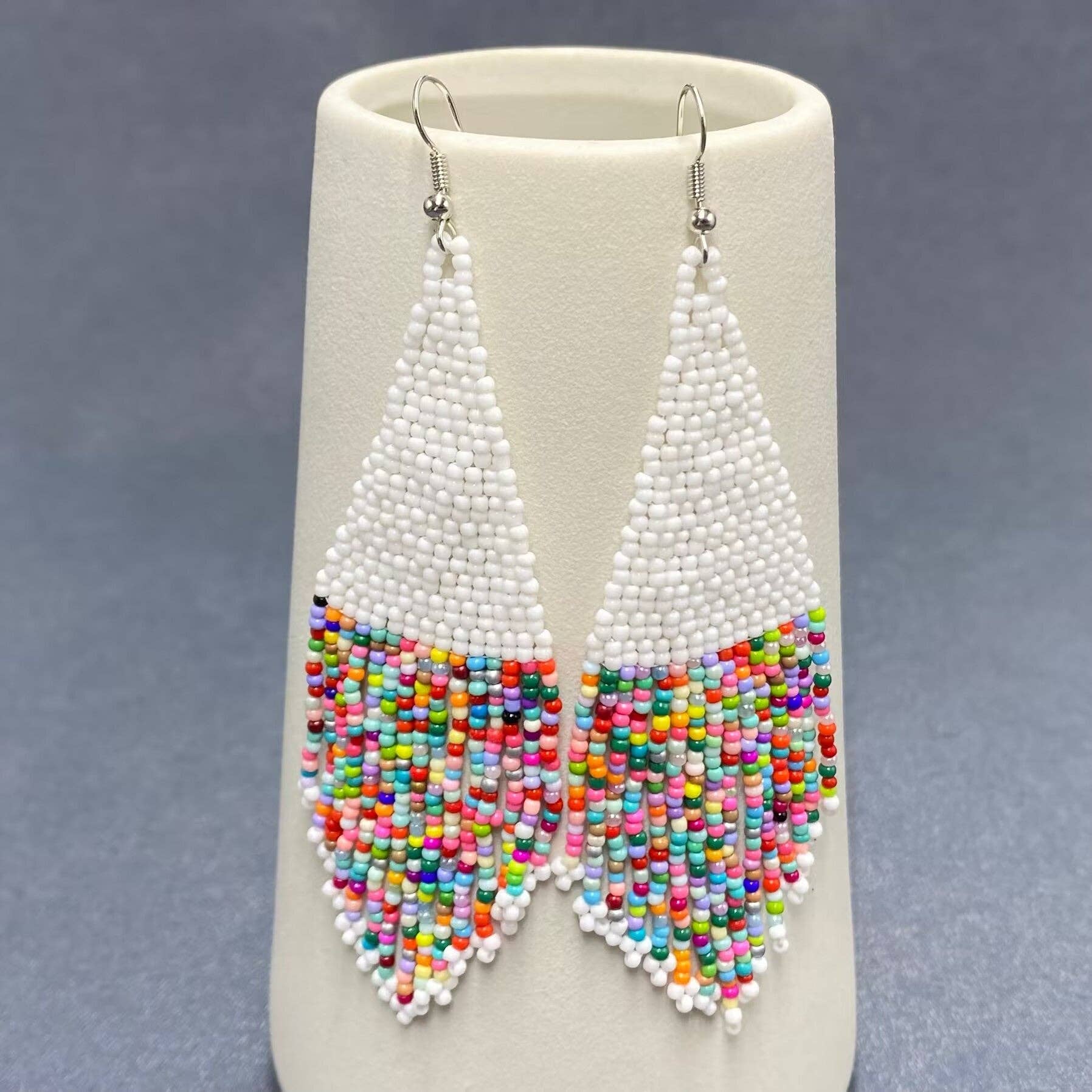 Colorful Seed beads Tassel Dangle Earrings - SB - Spiral Circle
