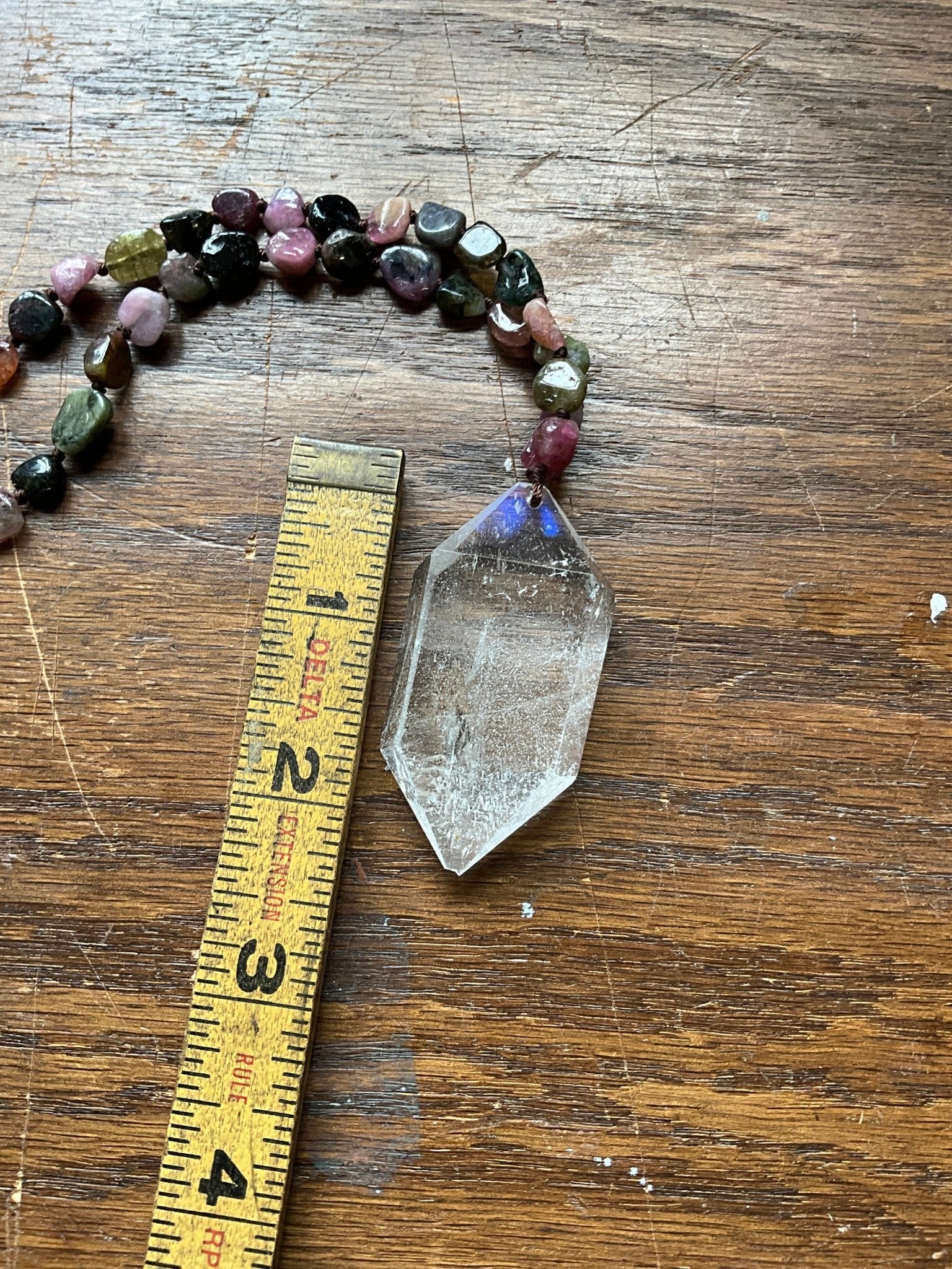 Colorful Tourmaline Double Power Crystal Necklace - Spiral Circle