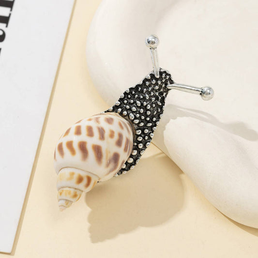 Conch Snail Brooch - Spiral Circle