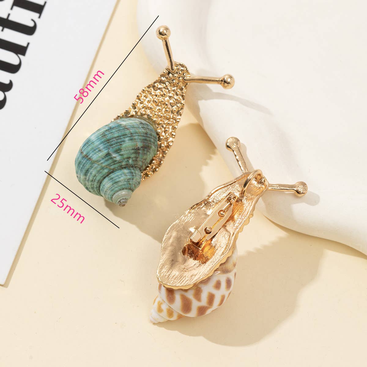 Conch Snail Brooch - Spiral Circle