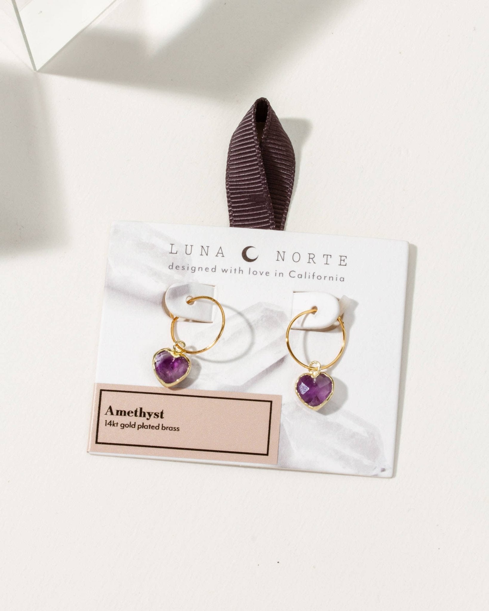 Conversation Heart Mini Hoop Earrings - Amethyst - Spiral Circle