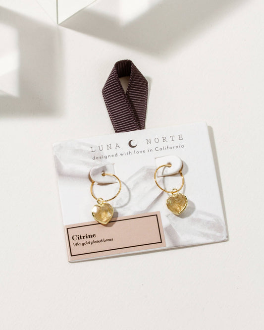 Conversation Heart Mini Hoop Earrings | Citrine - Spiral Circle