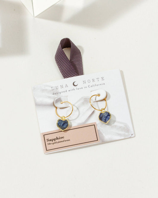 Conversation Heart Mini Hoop Earrings | Sapphire - Spiral Circle