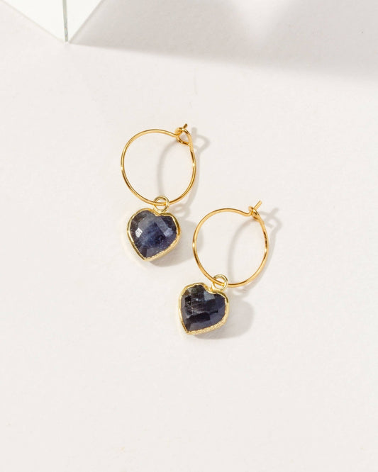 Conversation Heart Mini Hoop Earrings | Sapphire - Spiral Circle