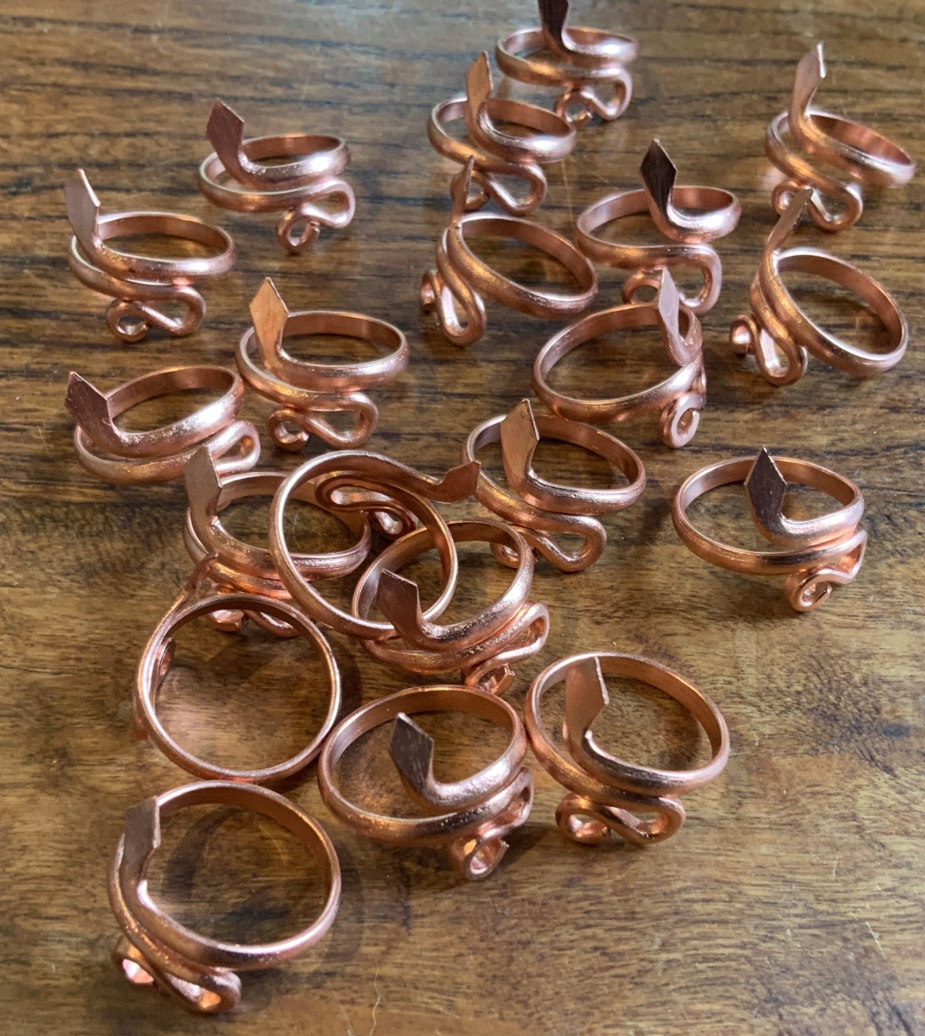 Copper Snake Rings - Spiral Circle