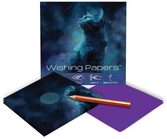 COSMIC CAT — Flying Wish Paper® Standard Mini WISHING KIT™ - Spiral Circle