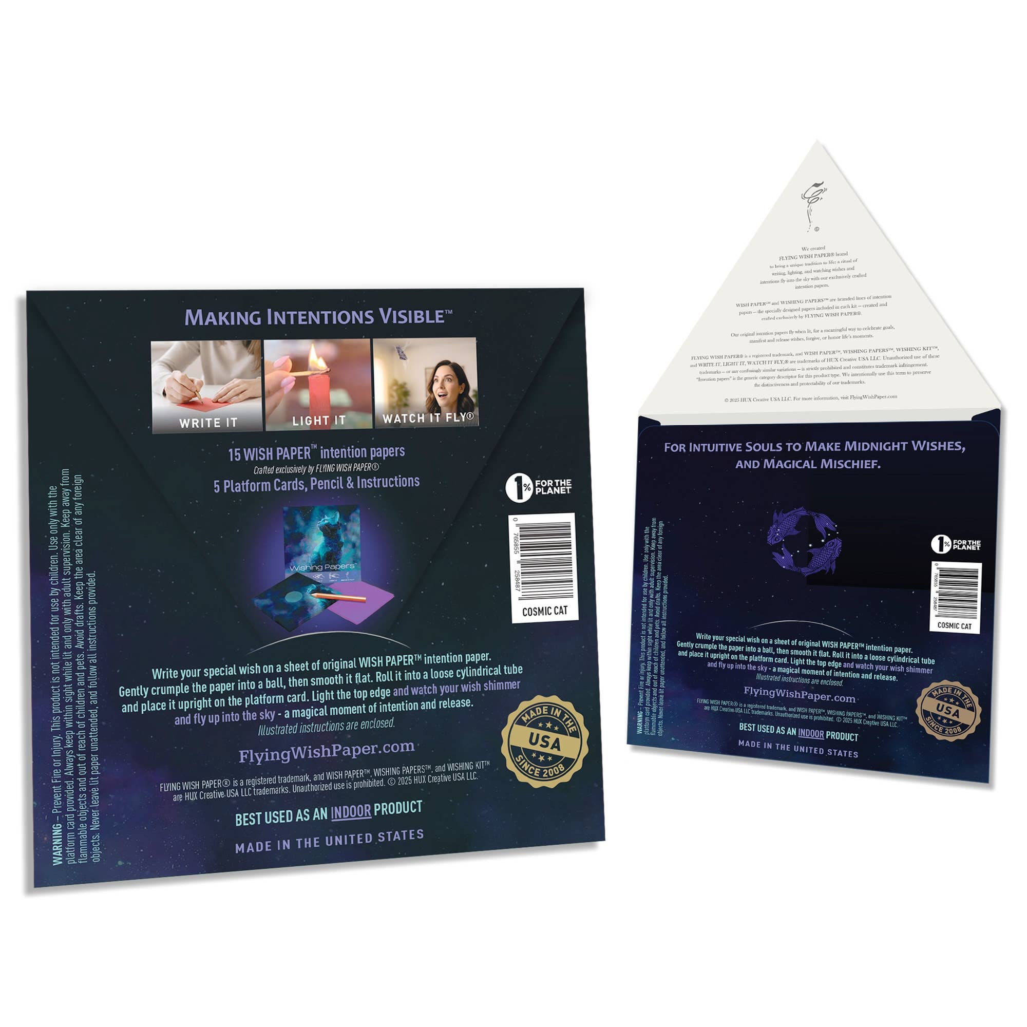 COSMIC CAT — Flying Wish Paper® Standard Mini WISHING KIT™ - Spiral Circle