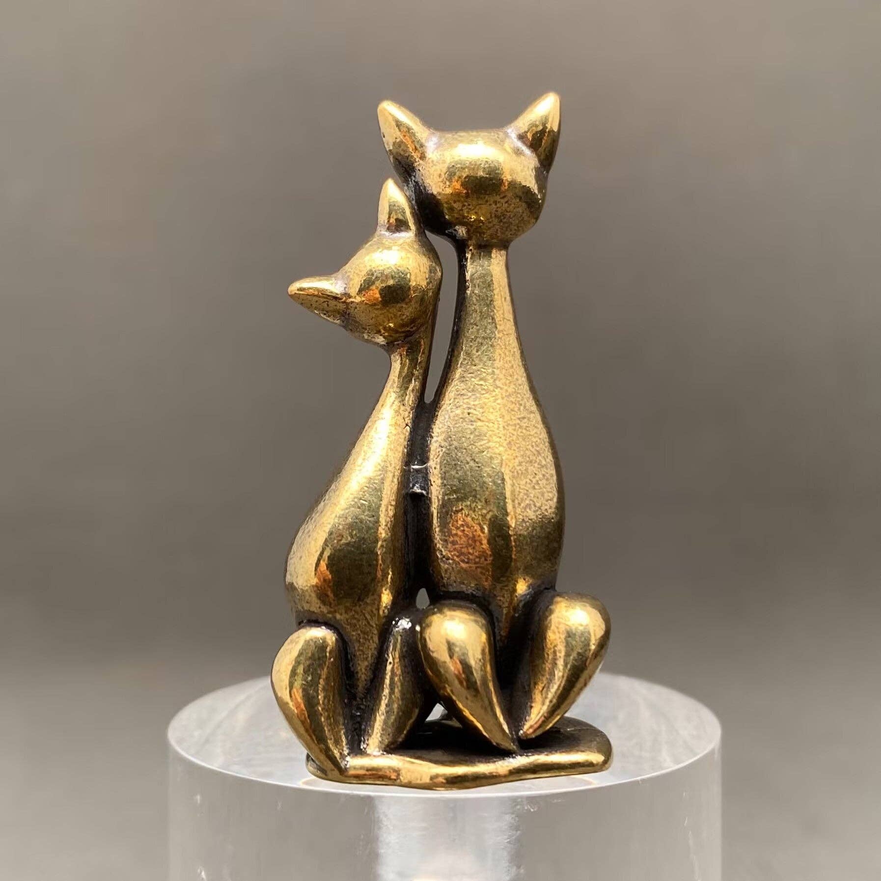 Couple Cats | Brass Figurine - Spiral Circle