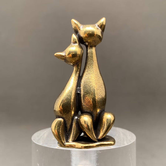 Couple Cats | Brass Figurine - Spiral Circle