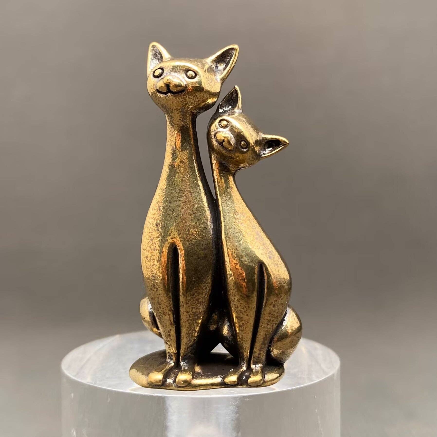 Couple Cats | Brass Figurine - Spiral Circle